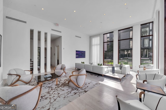 living room featuring light hardwood / wood-style floors