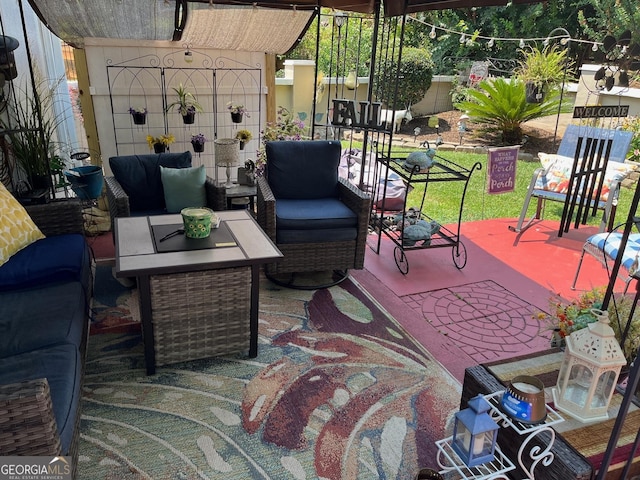 view of patio featuring an outdoor hangout area