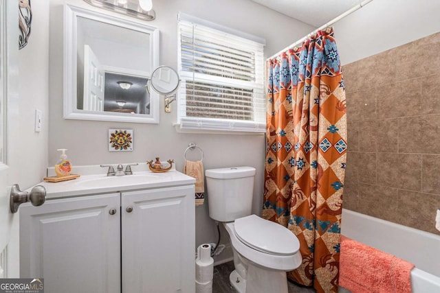 1276 Westover Trce NW, Acworth, GA 30102 - full bath with vanity and shower / bath combination with curtain
