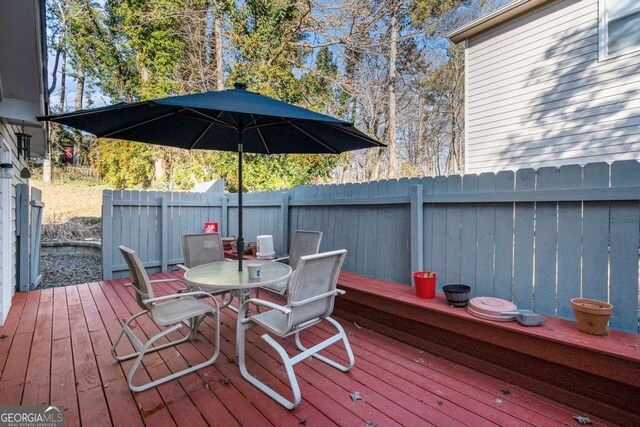 1276 Westover Trce NW, Acworth, GA 30102 - wooden terrace featuring outdoor dining space