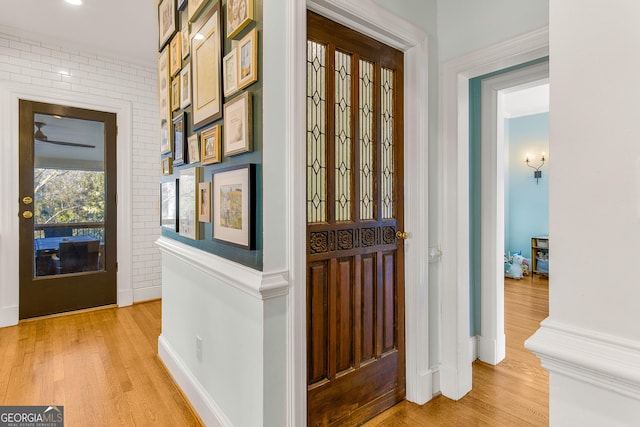 hall featuring light wood-type flooring