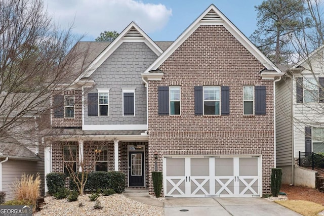 view of front of property featuring a garage