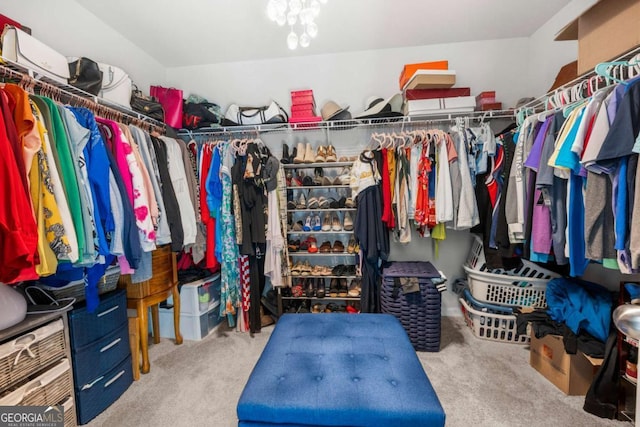 spacious closet with light colored carpet