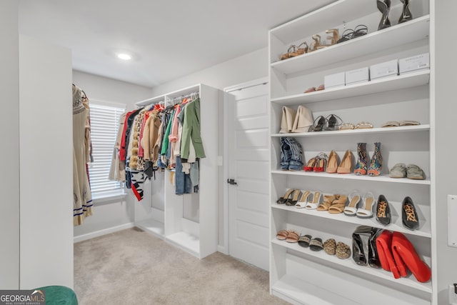 spacious closet with carpet floors