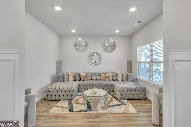 living room with wood-type flooring