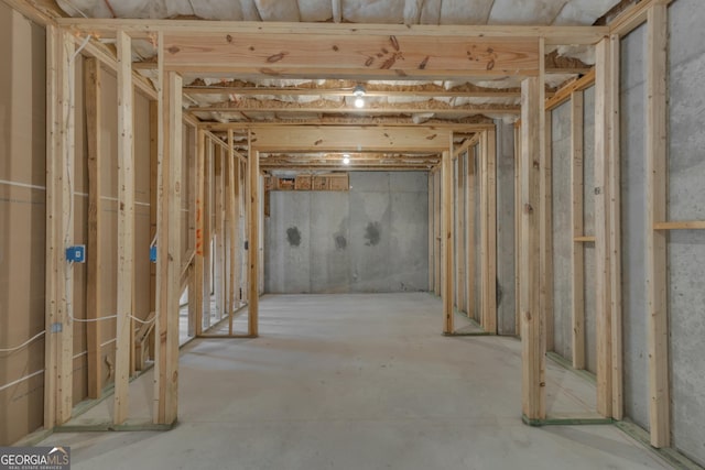 view of unfinished basement