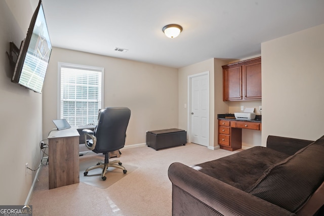 office area with light carpet