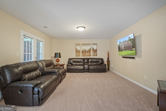 living room featuring carpet floors