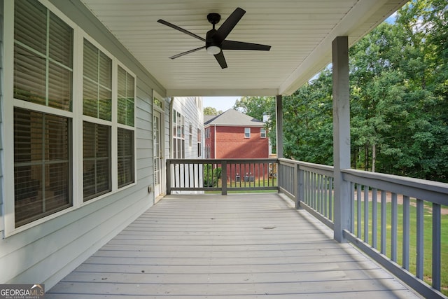 deck featuring ceiling fan