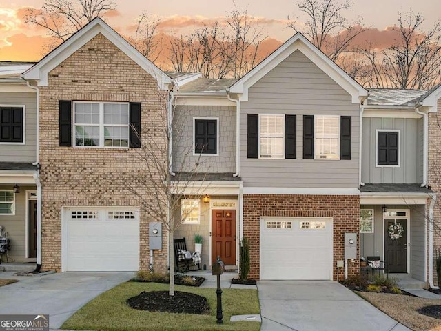 view of property featuring a garage