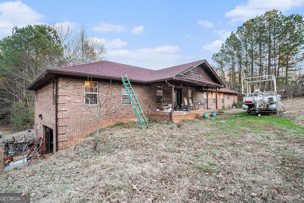 exterior space with a garage