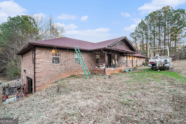 exterior space with a garage