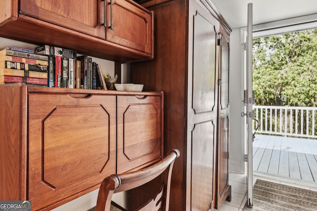 interior space featuring light tile patterned floors