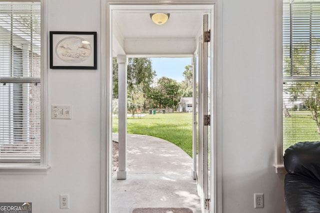 entryway with concrete flooring