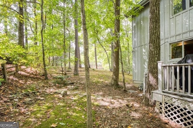 view of yard featuring a deck