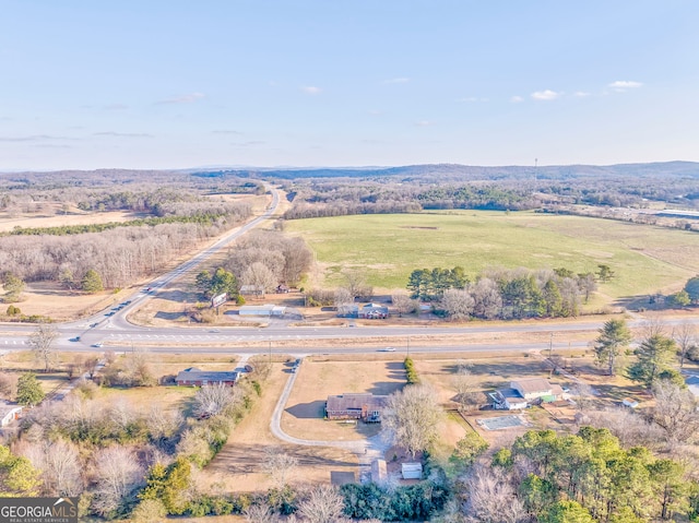 drone / aerial view with a rural view