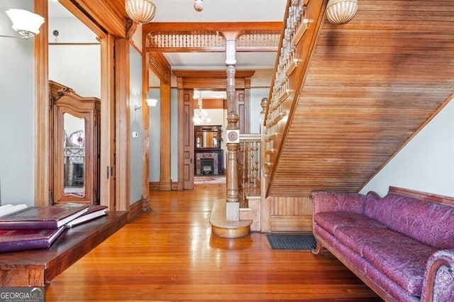 living room featuring light hardwood / wood-style flooring