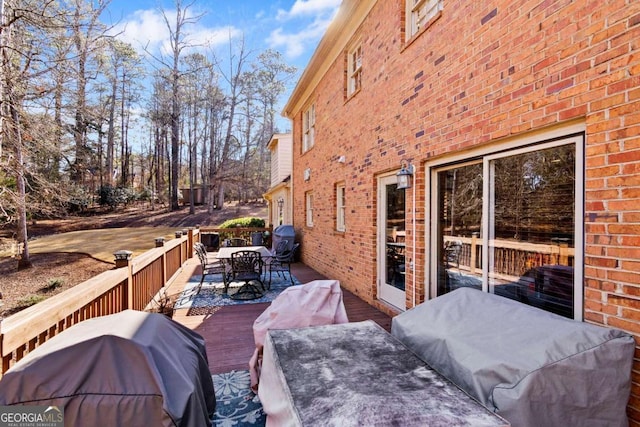 deck featuring grilling area