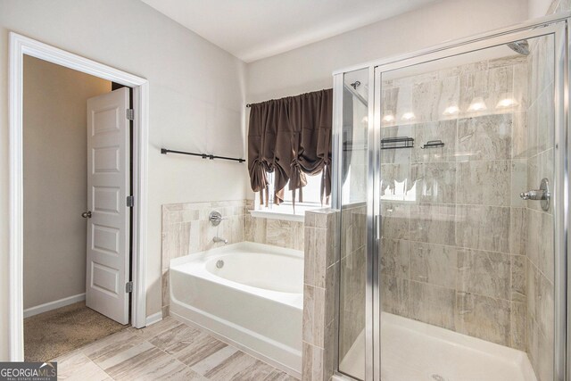 bathroom with plus walk in shower