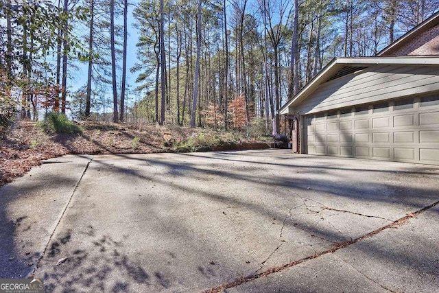 exterior space with a garage