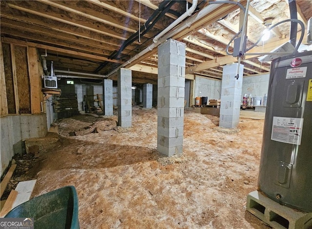 basement with water heater