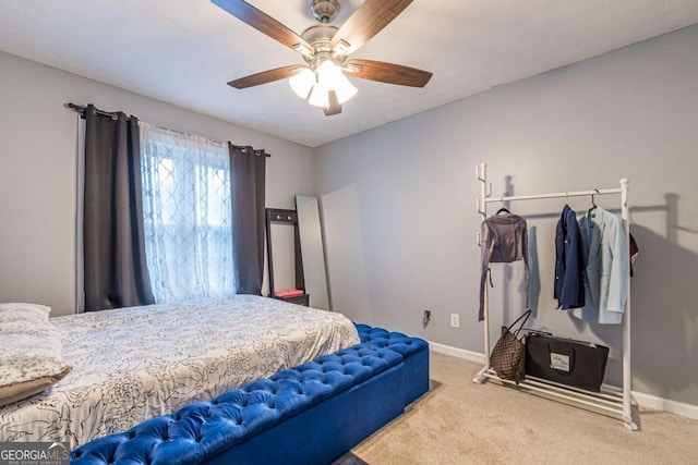 bedroom with carpet and ceiling fan