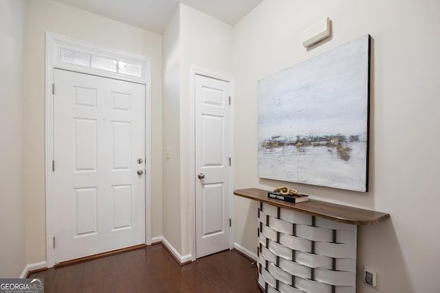 foyer featuring dark wood-type flooring