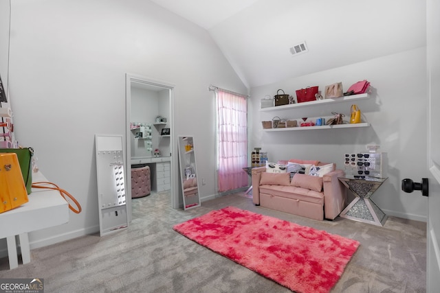 interior space featuring vaulted ceiling