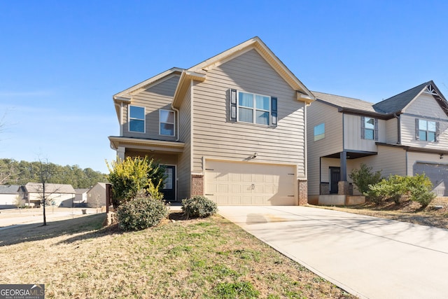 view of front of property featuring a garage