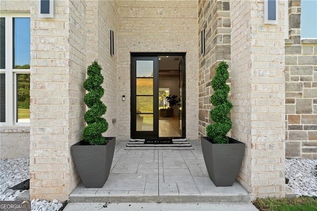 property entrance with french doors