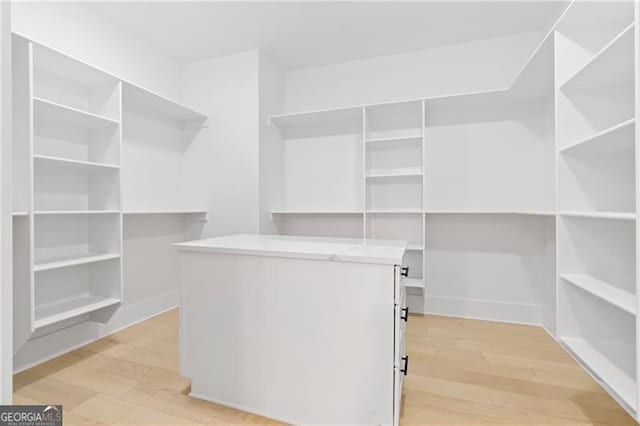 walk in closet featuring light wood-type flooring