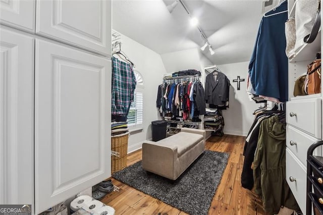 spacious closet featuring hardwood / wood-style flooring