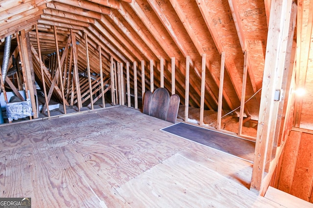 view of unfinished attic