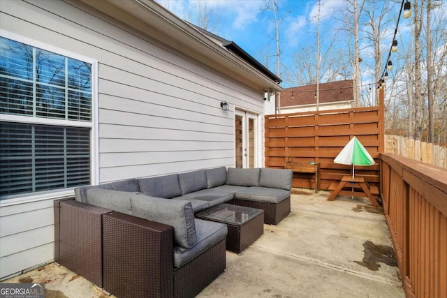 view of patio / terrace with an outdoor living space