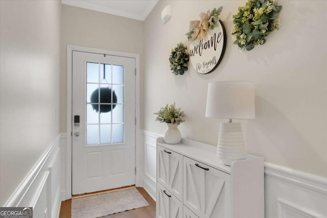 doorway to outside featuring light wood-type flooring