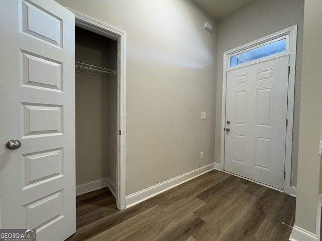 entrance foyer featuring dark wood-type flooring