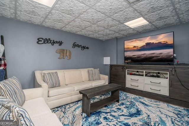 170 Walnut Rdg, Ellijay, GA 30536 - living room with wood finished floors and an ornate ceiling