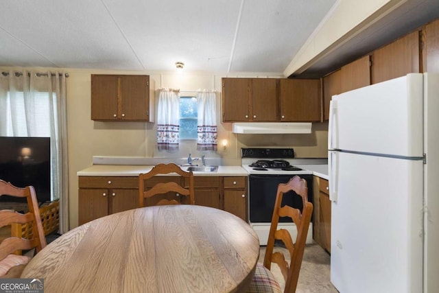 kitchen with white appliances and sink