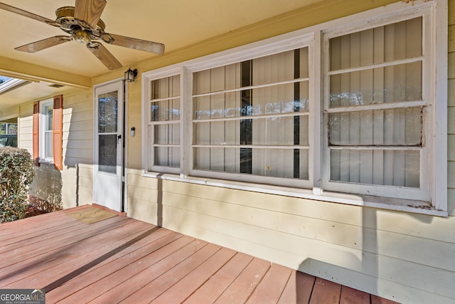 deck featuring ceiling fan