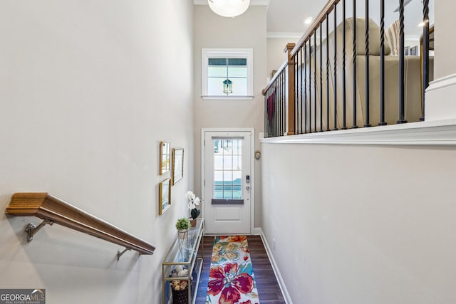 doorway with hardwood / wood-style floors