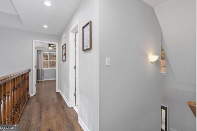 hall featuring dark hardwood / wood-style flooring