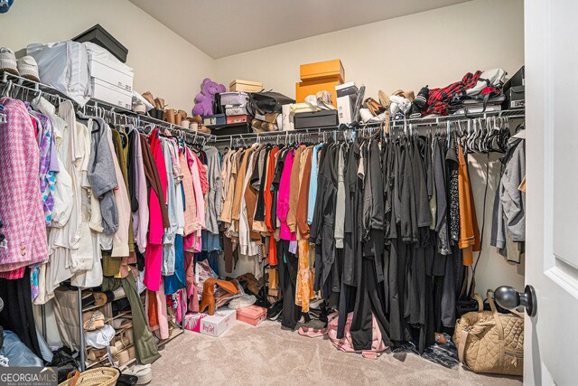 spacious closet with carpet flooring