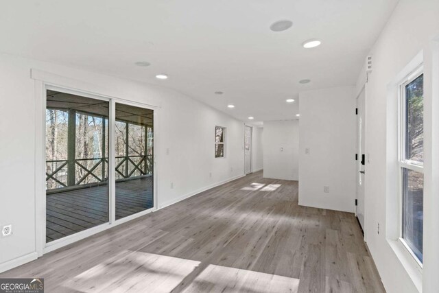 interior space with light hardwood / wood-style floors