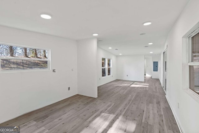 unfurnished living room with light hardwood / wood-style floors