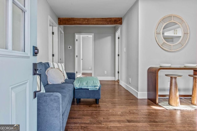 sitting room featuring dark hardwood / wood-style flooring