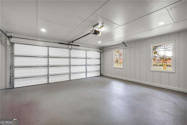 garage with a garage door opener