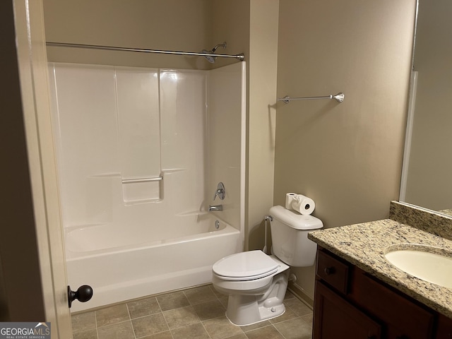 full bathroom featuring vanity, toilet, and tub / shower combination