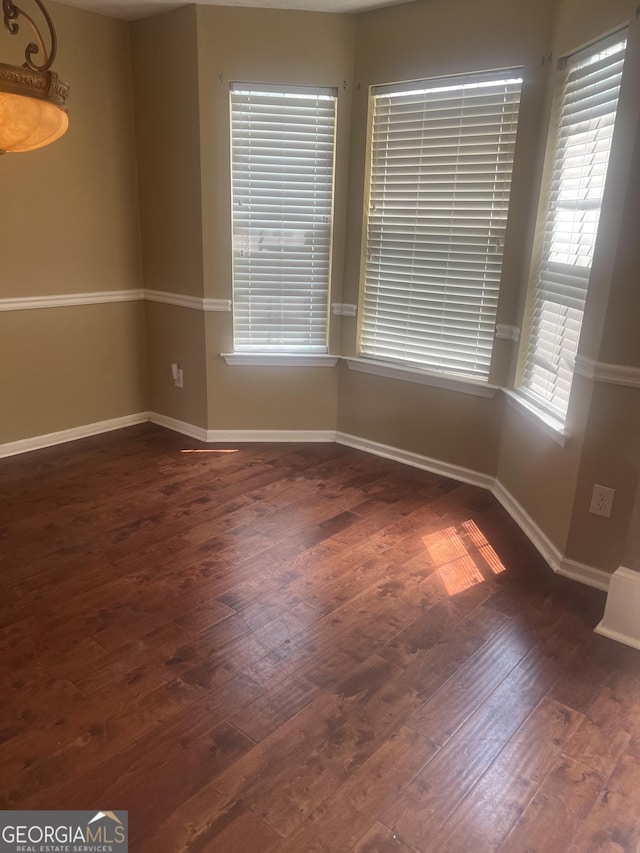 unfurnished room featuring dark wood-type flooring