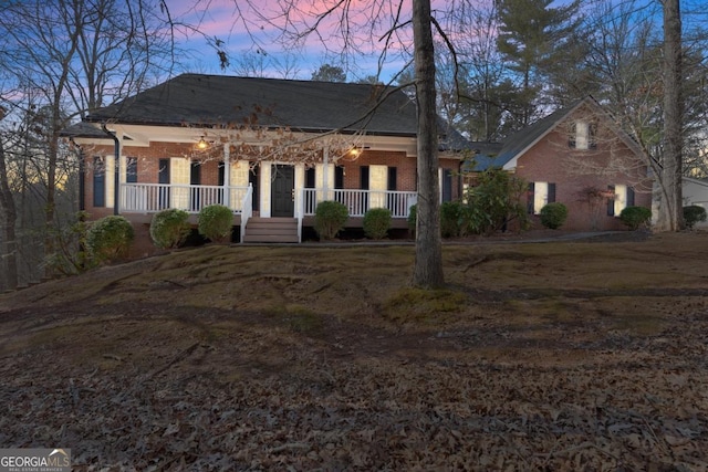 view of front facade featuring a porch