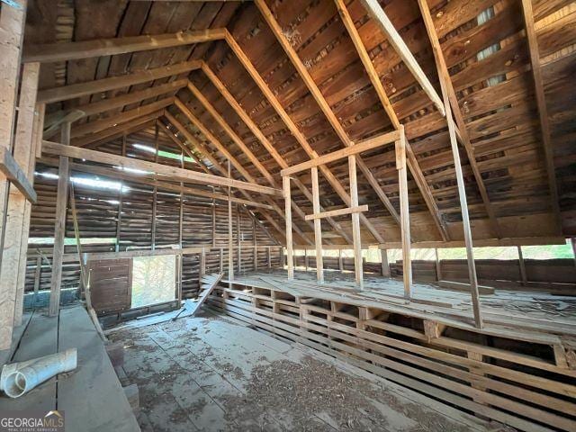 view of unfinished attic